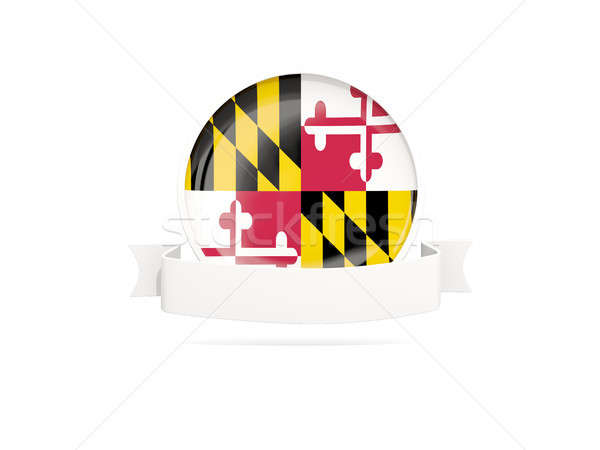 600x450 Flag Of Maryland With Banner, Us State Round Icon Stock Photo