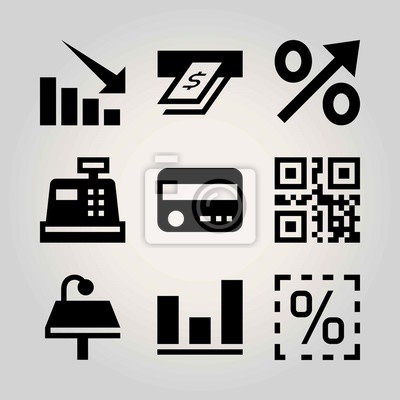 400x400 Technologie Vektor Icon Set Atm, Tabelle, Cash Maschine Und