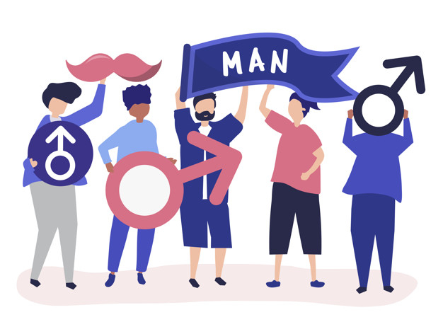 Characters Of Men Holding Masculine Icons 626x455 Characters Of Men Holding Masculine Icons