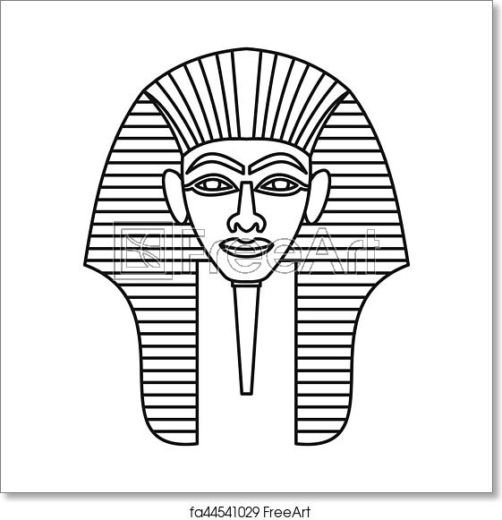 561x581 Free Art Print Of Egyptian Pharaohs Mask Icon, Outline Style