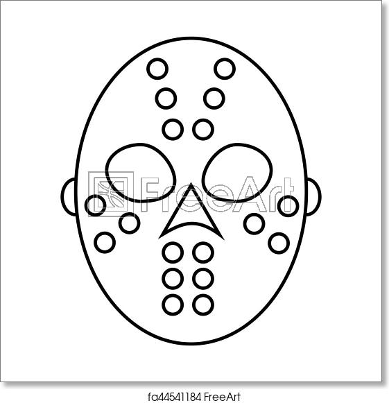 561x581 Free Art Print Of Hockey Mask Icon, Outline Style Hockey Mask