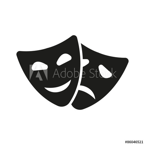500x500 The Theater And Mask Icon Drama, Comedy, Tragedy Symbol Flat