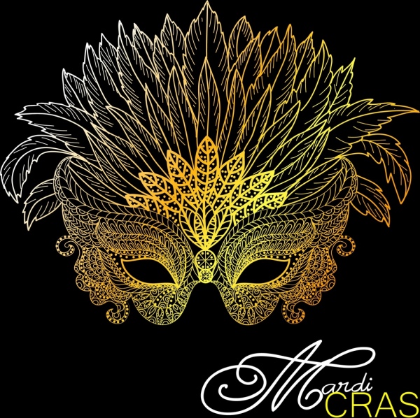600x598 Masquerade Mask Icon Classical Yellow Design Free Vector In Adobe