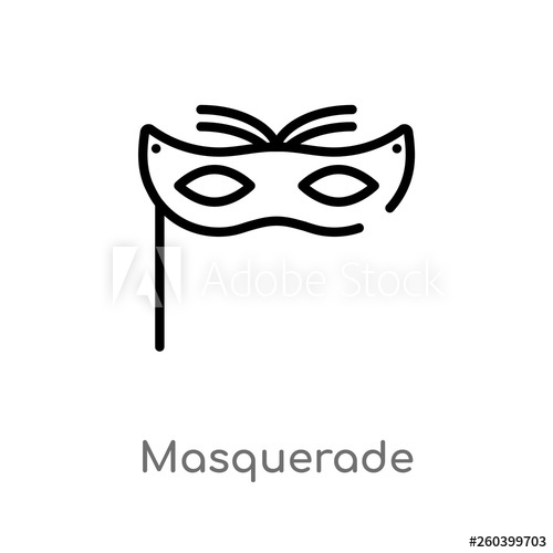 500x500 Outline Masquerade Vector Icon Isolated Black Simple Line Element