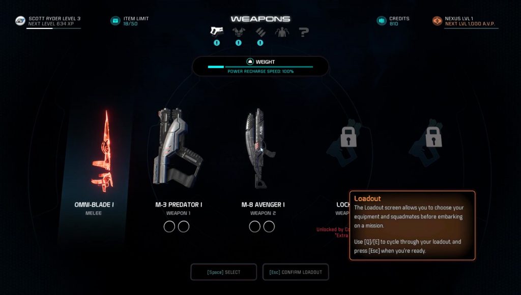 1024x581 Mass Effect Andromeda How To Change Armor Weapons