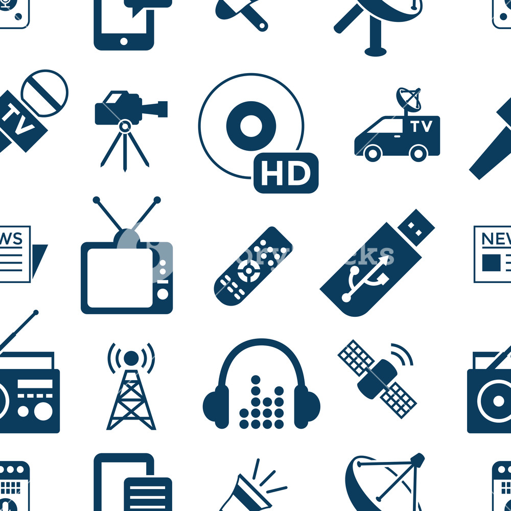 1000x1000 Digital Mass Media Objects Color Simple Flat Icon Set Collection