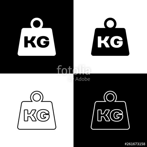 500x500 Set Weight Icons Isolated On Black And White Background Kilogram