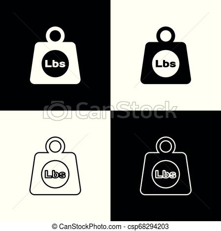 450x470 Set Weight Pounds Icons Isolated On Black And White Background