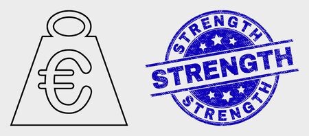 450x198 Vector Stroke Euro Mass Icon And Strength Seal Blue Rounded