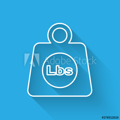 500x500 White Weight Pounds Icon Isolated With Long Shadow Pounds Weight