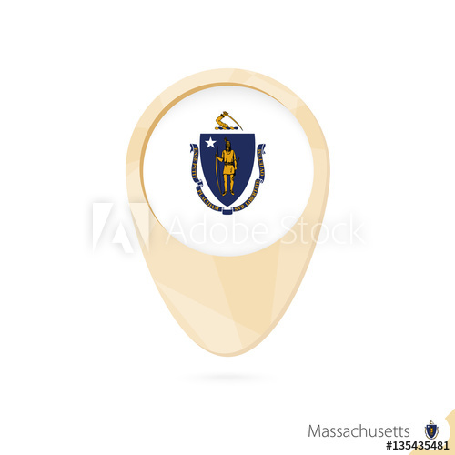 500x500 Map Pointer With Flag Of Massachusetts Orange Abstract Map Icon