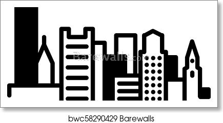 435x241 Boston Skyline Icon, Art Print Barewalls Posters Prints
