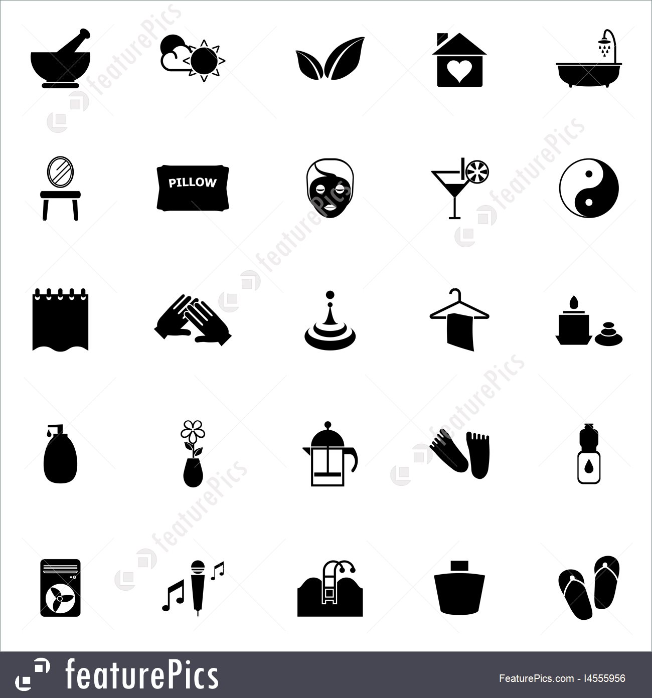 1300x1392 Massage Icons On White Background