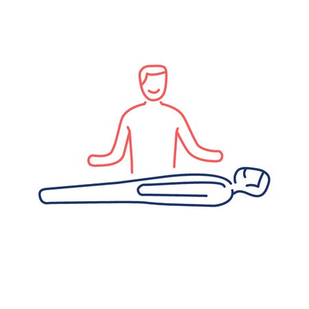 450x450 Man Healing Other Man On Massage Table Red And Blue Linear Icon