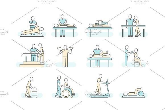 580x387 Massage Therapy Spa Physiotherapy Vector Line Medical Icons