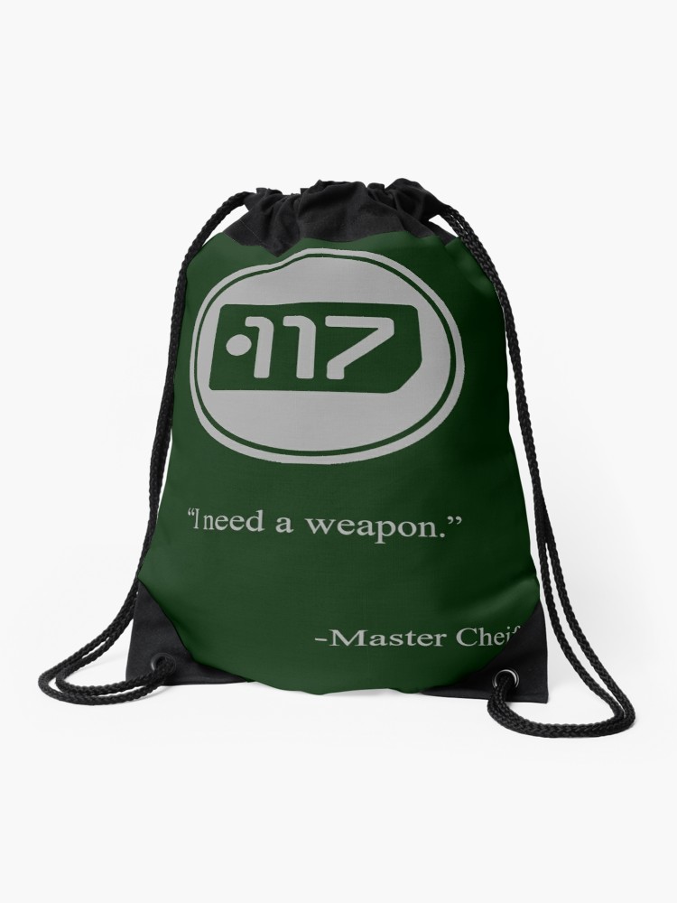 750x1000 Gray Halo Master Chief Dog Tag Icon Drawstring Bag