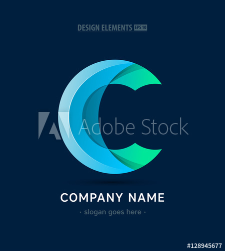 450x500 Vector Abstract Letter C Logo, Company Emblem Material Design App