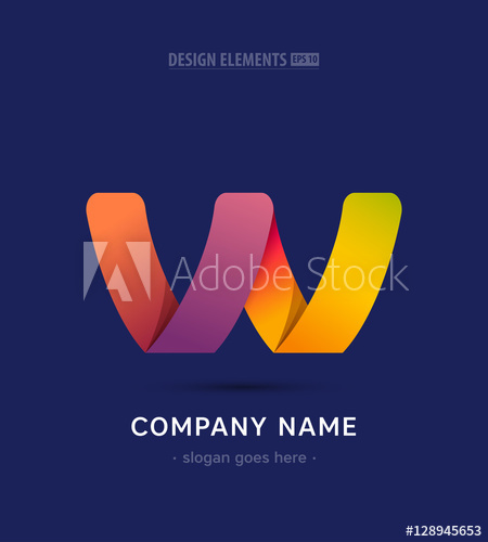 450x500 Vector Abstract Letter W Company Logo Sign Material Design App