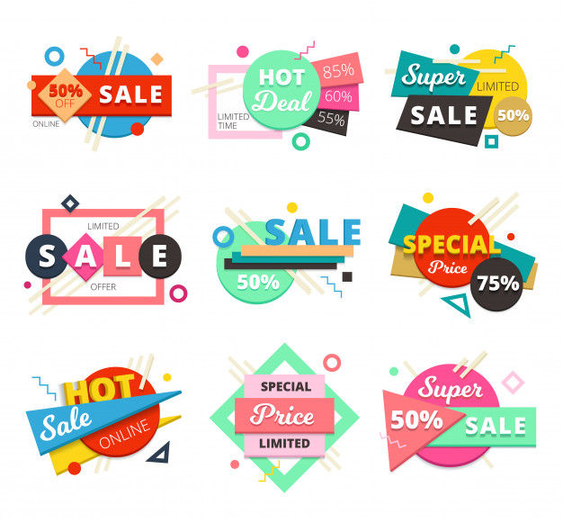 626x581 Colored And Isolated Sale Material Design Geometric Icon Set