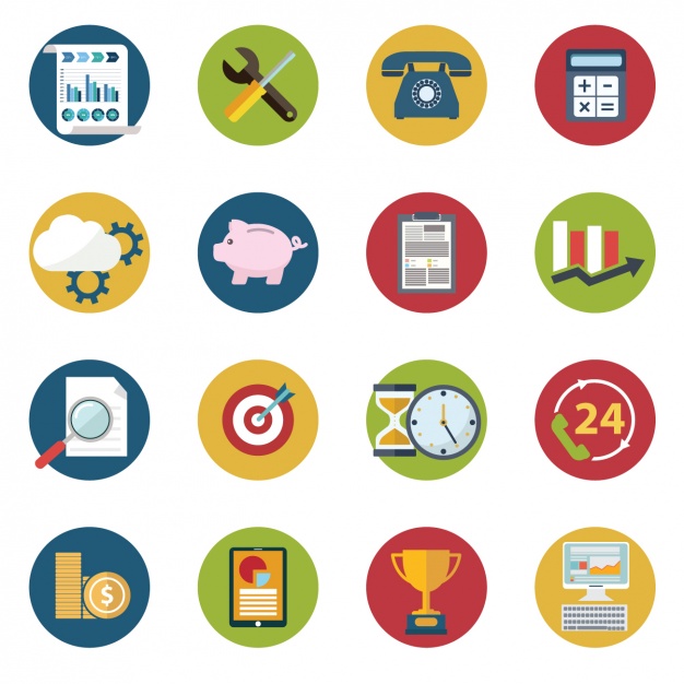 626x626 Pack Of Color Business Icons In Flat Design Vector Free Download