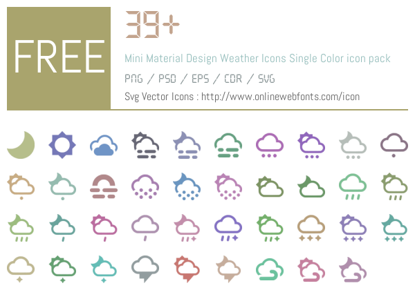 600x420 Mini Material Design Weather Icons Single Color Icons Packs