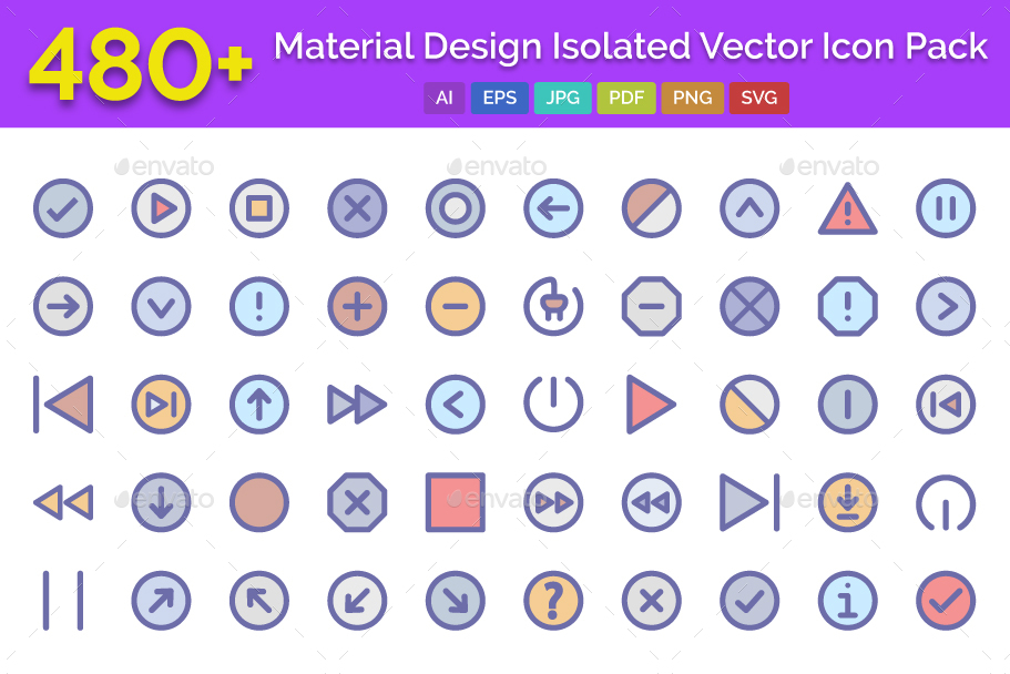 911x608 Material Design Isolated Vector Icon Pack