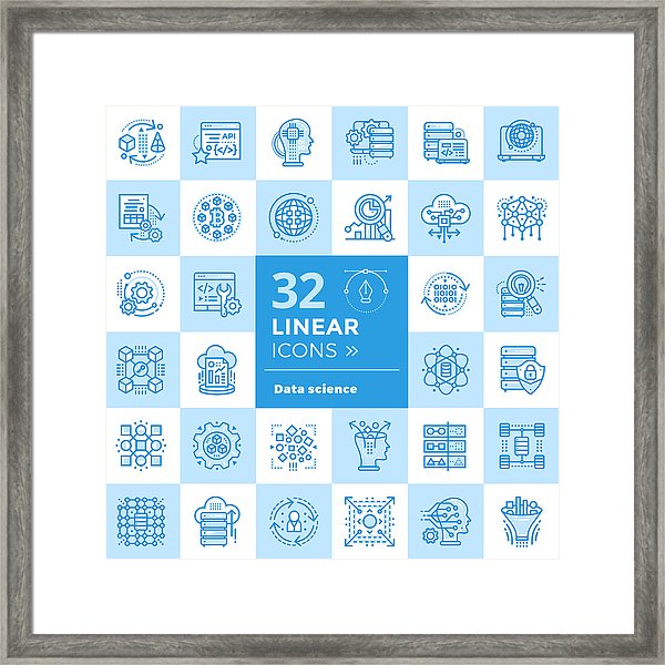 600x600 Linear Icon Set Of Data Science Technology And Machine Learning