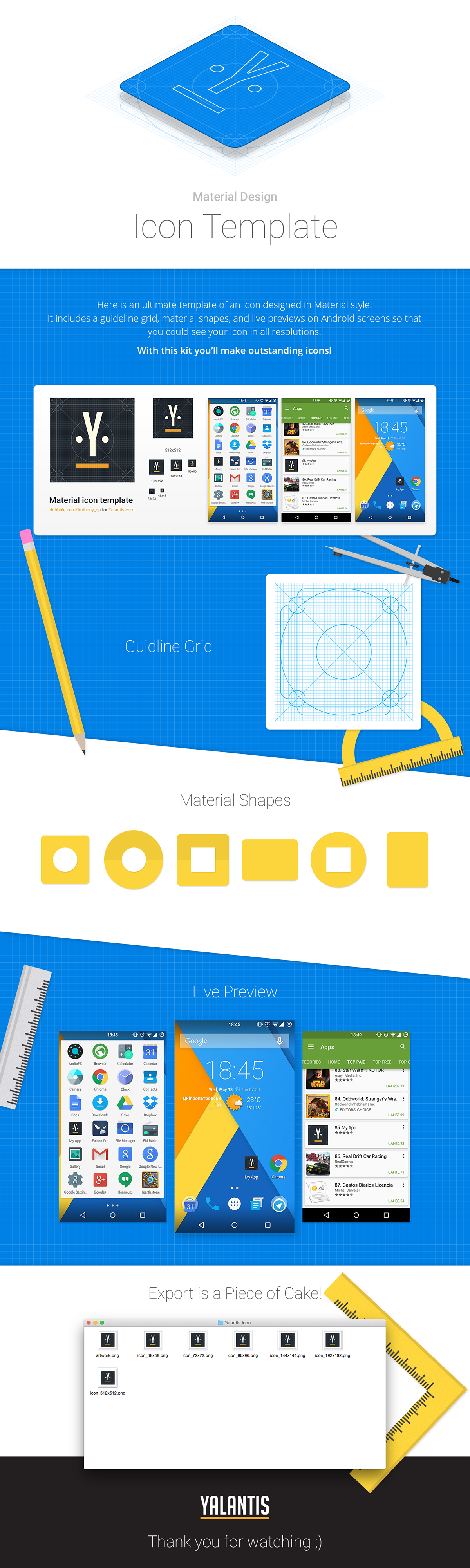 1200x4004 Material Design Icon Template