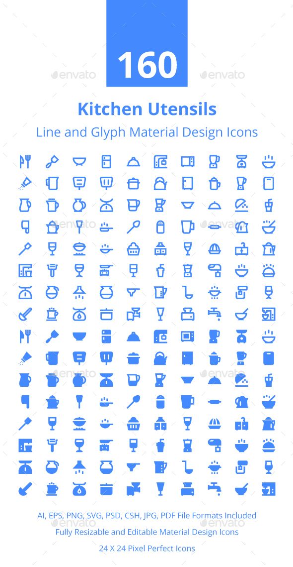590x1139 Kitchen Utensils Material Icons Template
