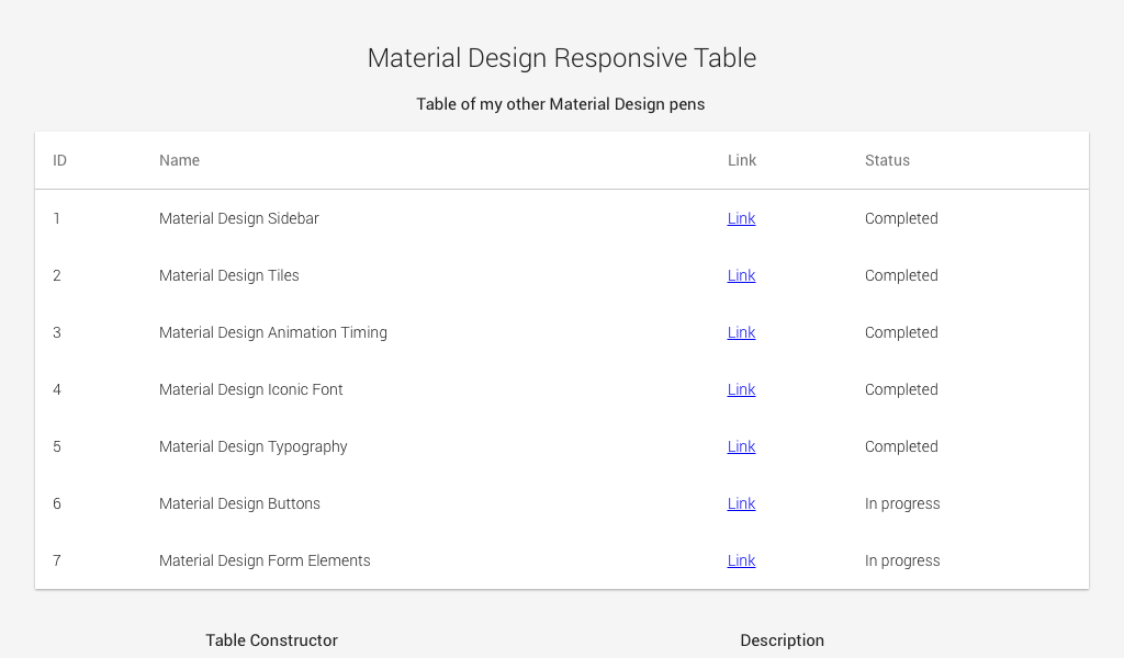 1024x600 Material Design Responsive Table