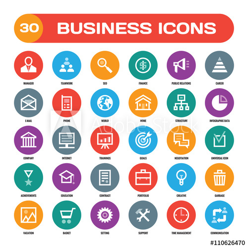 500x500 Business Creative Vector Icons In Flat Style For Material