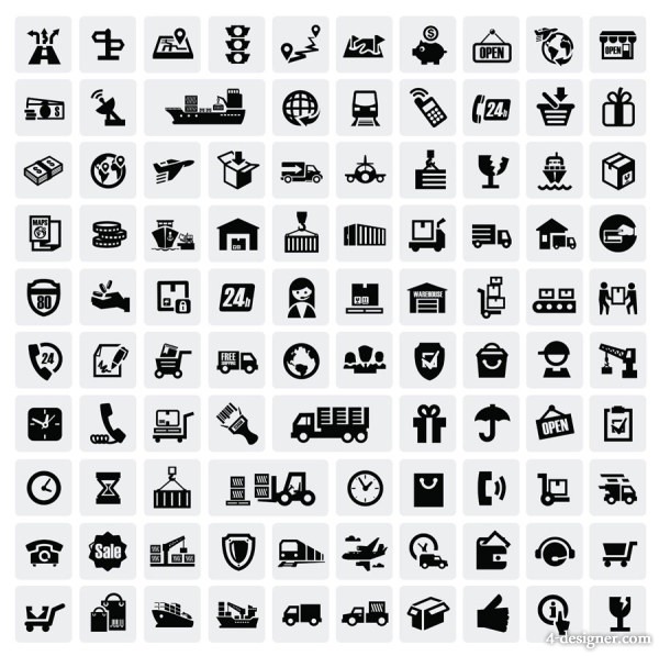 600x597 Designer Common Black And White Icon Set Vector Material