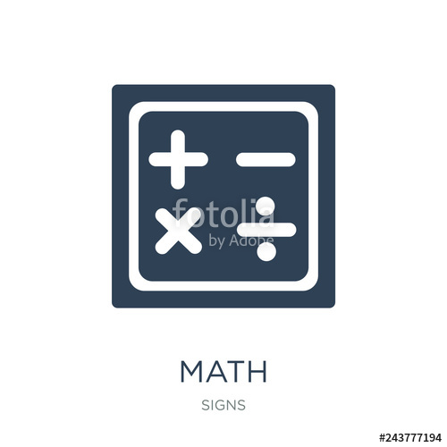 500x500 Math Icon Vector On White Background, Math Trendy Filled Icons