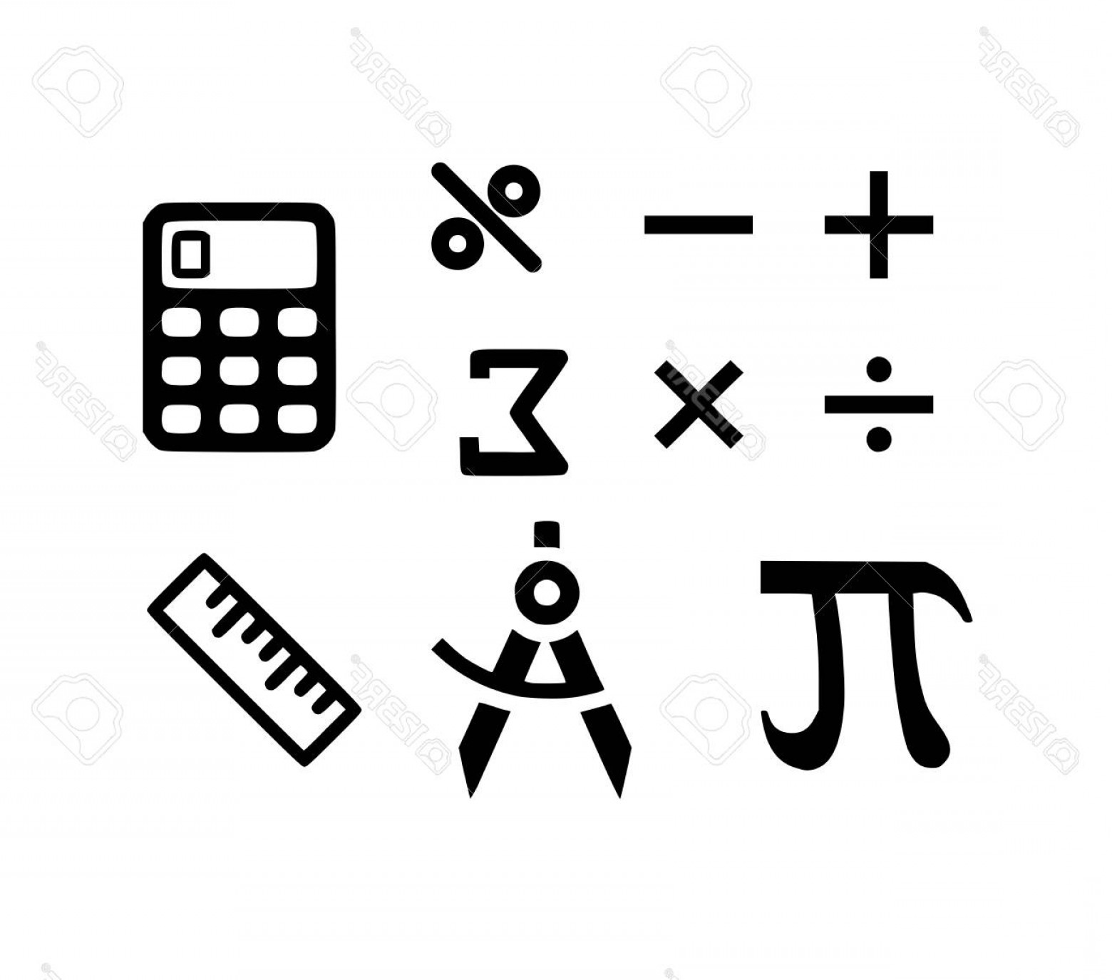 1560x1375 Photostock Vector Mathematics Icon Set Vector Studiogrfx