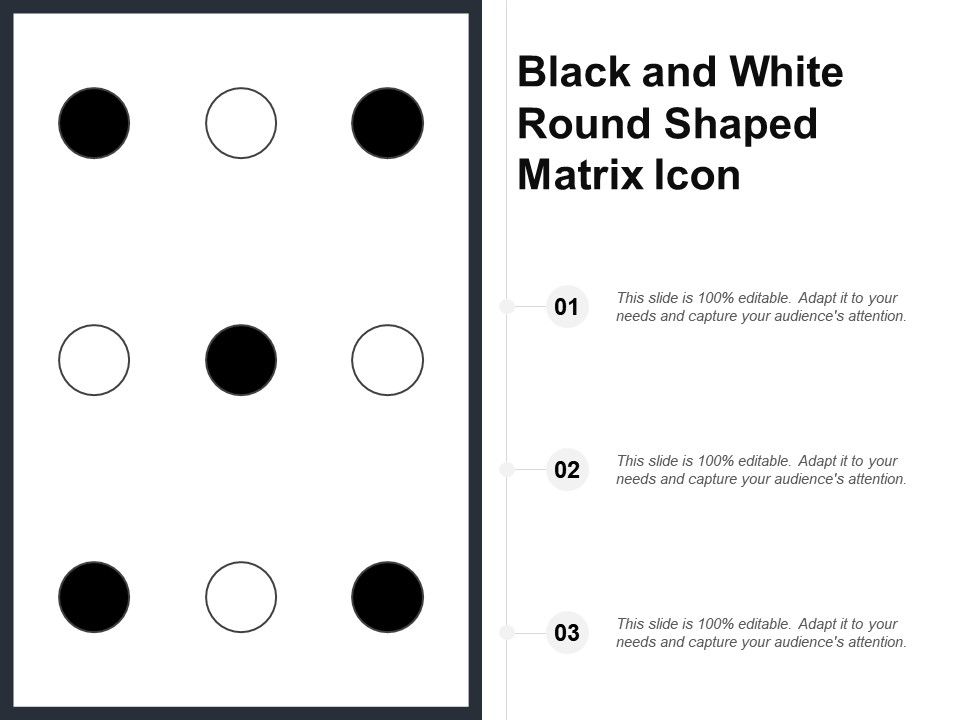 960x720 Black And White Round Shaped Matrix Icon Presentation Powerpoint
