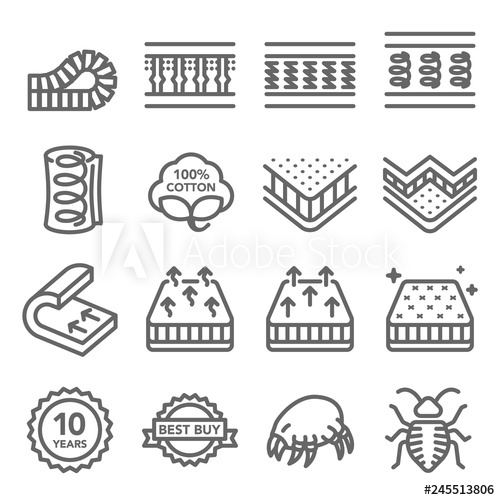 500x500 Mattress Vector Line Icon Set Contains Such Icons As Cotton, Dust
