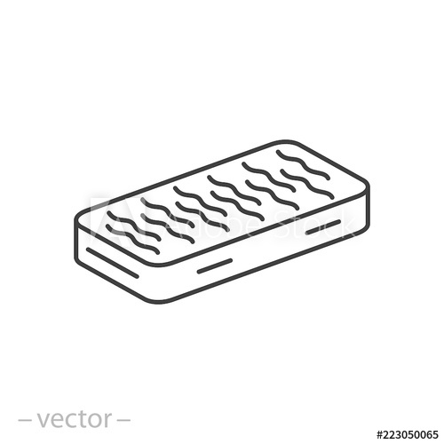 500x500 Orthopedic Mattress Icon, Linear Sign Isolated On White Background