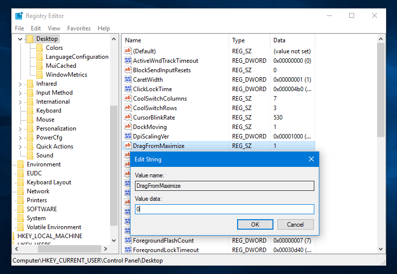 How To Disable Dragging Of Maximized Windows In Windows 797x550 How To Disable Dragging Of Maximized Windows In Windows