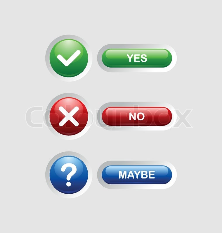 760x800 Yes, No, Maybe Icons With Buttons Stock Vector Colourbox