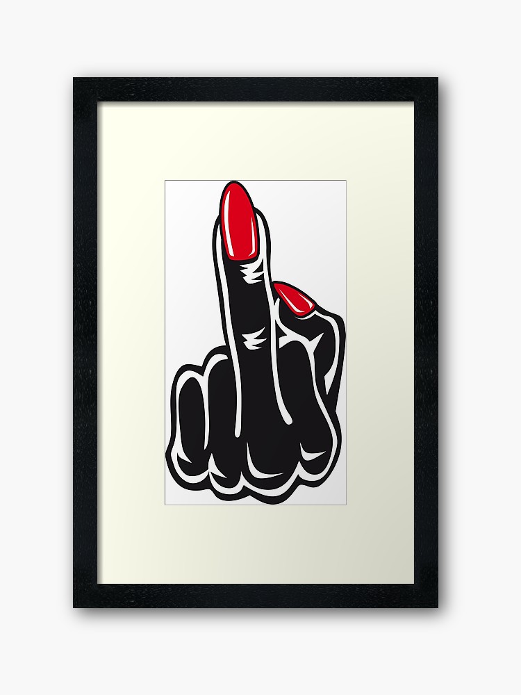 750x1000 Middle Finger Stinky Fingers Red Nails Me Too Icon Framed Art
