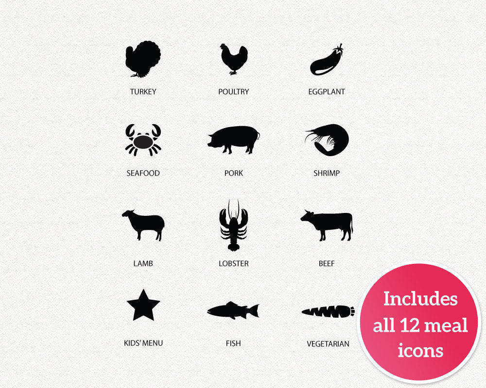 1000x800 Double Sided Place Cards With Meal Icons Wedding Templates