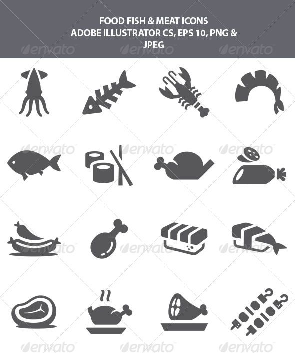 590x707 Food Fish Meat Icons Editable In Adobe Illustrator Cs The Two