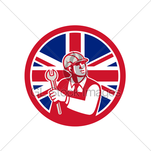 500x500 British Engineer Union Jack Flag Icon Gl Stock Images
