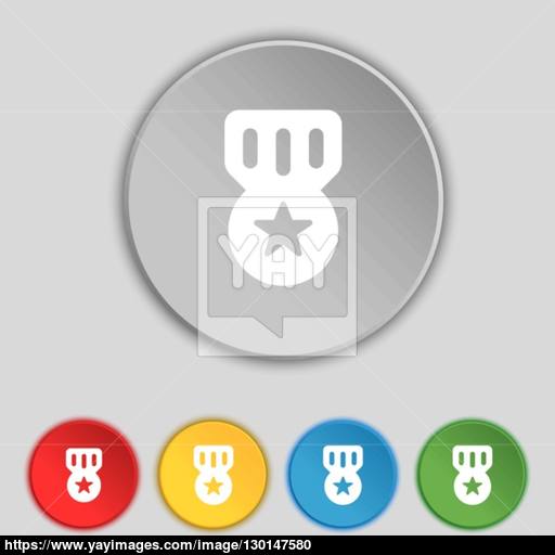 512x512 Award, Medal Of Honor Icon Sign Symbol On Five Flat Buttons