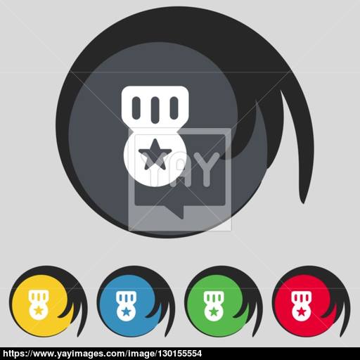 512x512 Award, Medal Of Honor Icon Sign Symbol On Five Colored Buttons