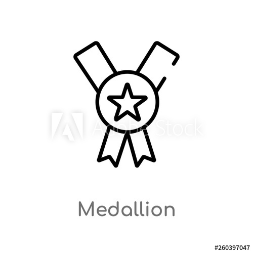 500x500 Outline Medallion Vector Icon Isolated Black Simple Line Element