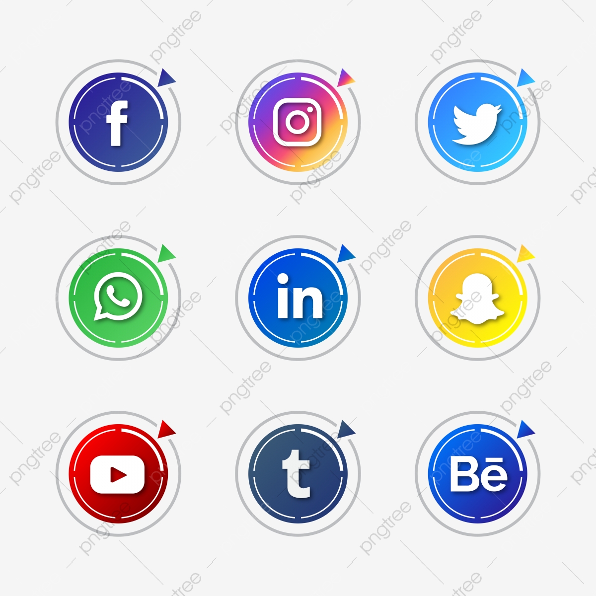 1200x1200 Abstract Social Media Button Icon Set, Media, Website, Vector Png