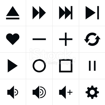 440x440 Black Sign Media Player Icon Web Button Simple Pictogram Stock