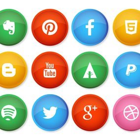 284x284 Colorful Social Media Button Style Icons