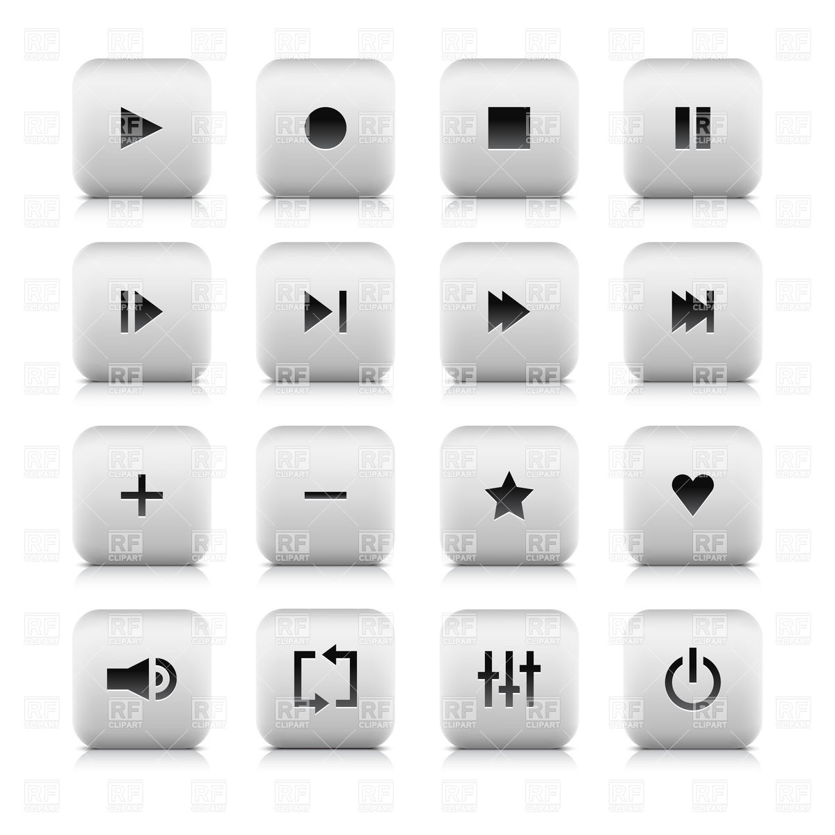 1200x1200 Media Player Icons Push Buttons Vector Image Of Signs, Symbols